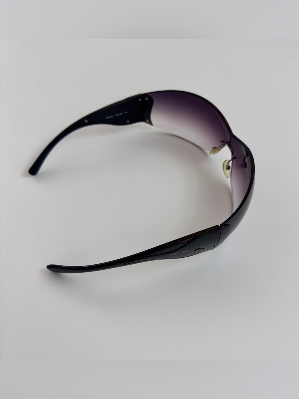 Vintage Prada Women's Shield Sunglasses - Black + Case SPR 58F 1BO- 5D1 115 - Picture 10 of 12